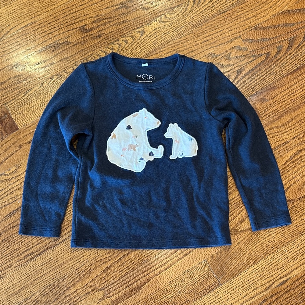 Baby MORI Navy Blue Kids Bear long sleeve - size 3-4yo- EUC